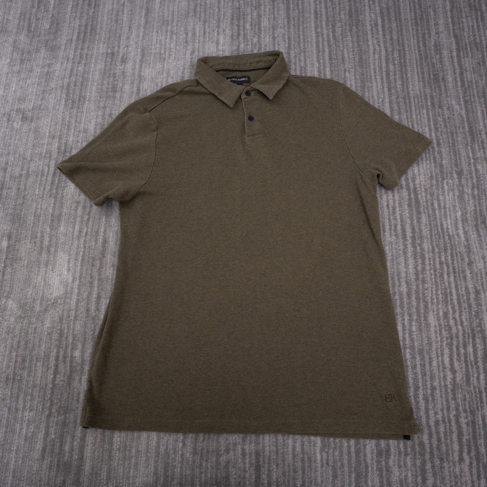 Banana Republic Polo Shirt Mens L Olive Green Good Short Sleeve Cotton